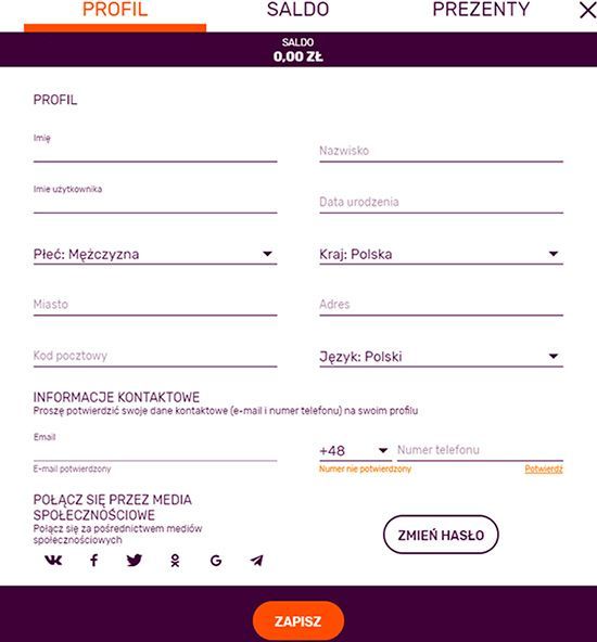 Rejestracja w kasynie online All Right Formularz rejestracyjny w All Right Casino