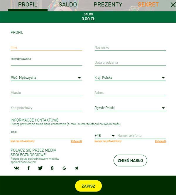 Rejestracja nowego konta Formularz rejestracyjny w Lucky Bird Casino