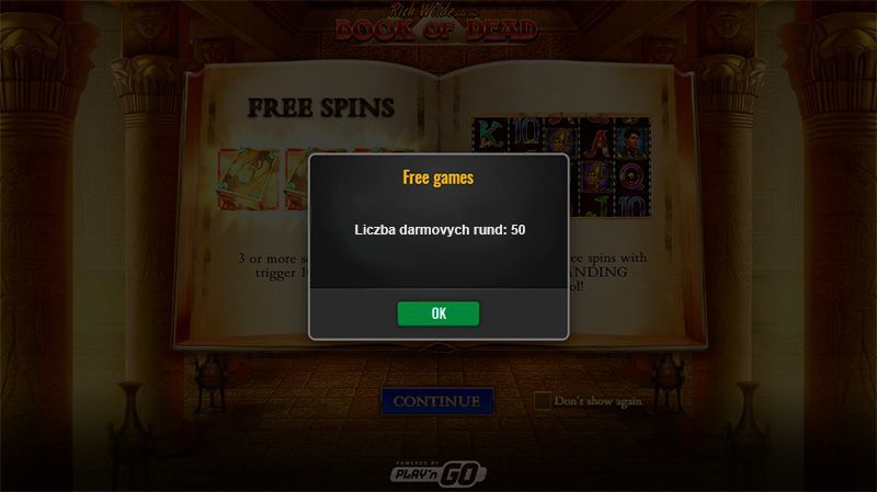 50 spinów za darma do automatu Book of Dead Darmowe obroty do automatu Book of Dead