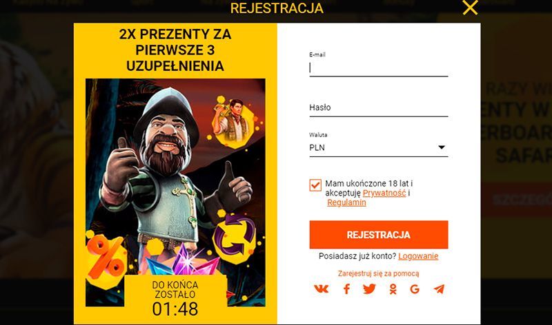 Rejestracja w kasynie online Spinamba Formularz rejestracji konta do gry na pieniądze w Spinamba Casino